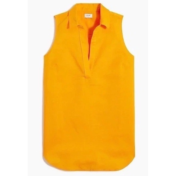 J.Crew Tops - J Crew Women Linen Cotton Sleeveless Popover Top XL Orange Coastal Preppy Bright